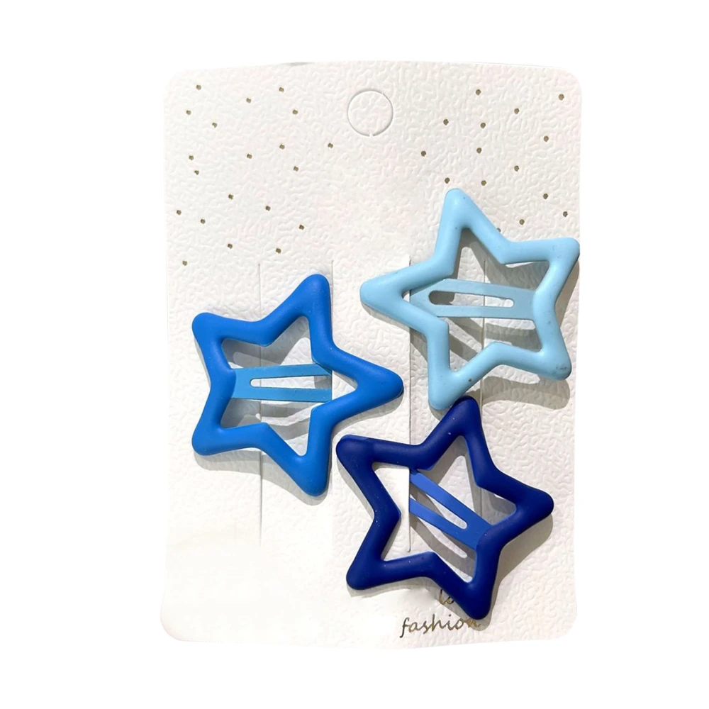 Star Snap Hair Clips Hollow Star Hair Barrettes Mixed Color Cute Hairclips Hairstyling Accessories for Women Lady Girls Blue