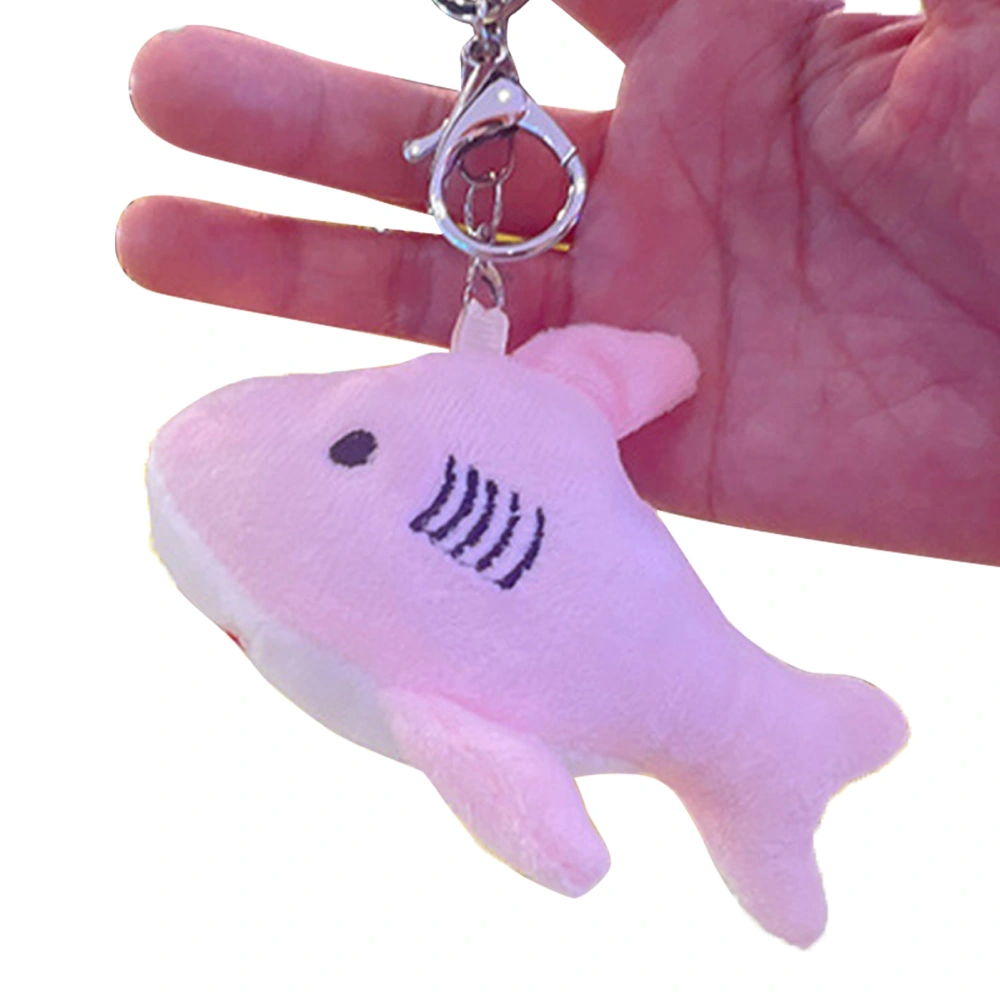 Stuffed Shark Plush Keychain Cute Fine Hand Stitching Small Animal Soft Keychain Pendants for Backpack Pink