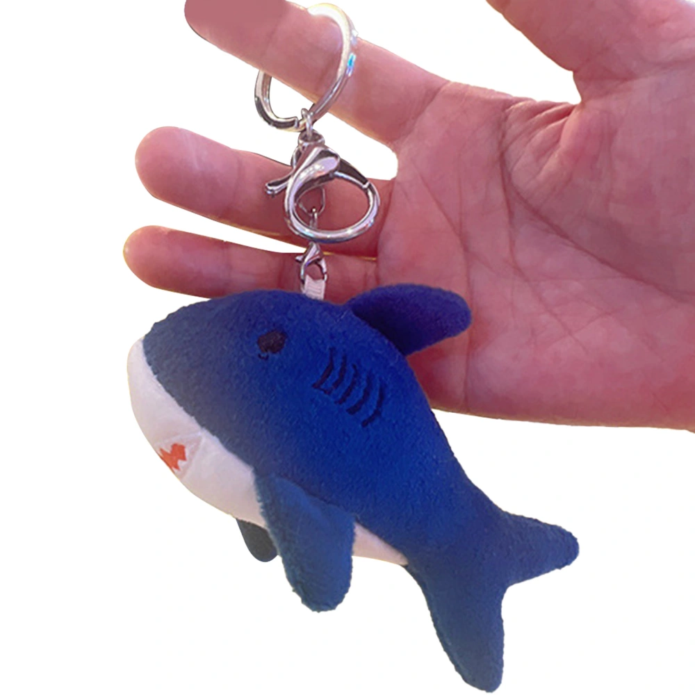 Stuffed Shark Plush Keychain Cute Fine Hand Stitching Small Animal Soft Keychain Pendants for Backpack Navy Blue