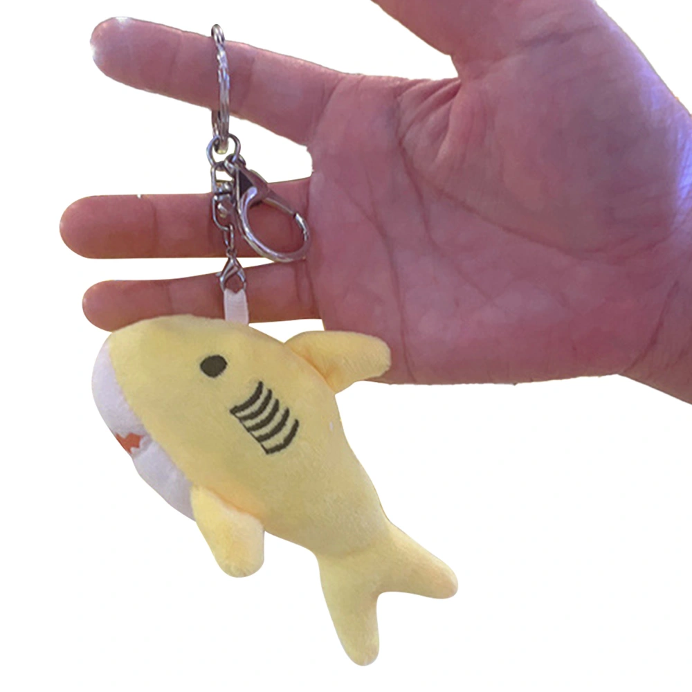 Stuffed Shark Plush Keychain Cute Fine Hand Stitching Small Animal Soft Keychain Pendants for Backpack Yellow