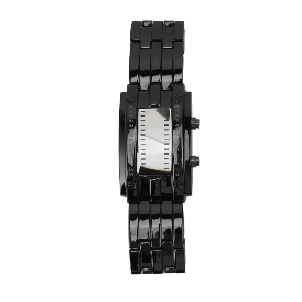 Dual Line Binary Watch Digital Blue LED Alloy Binary Fashion Wrist Watch for Students Couples Black