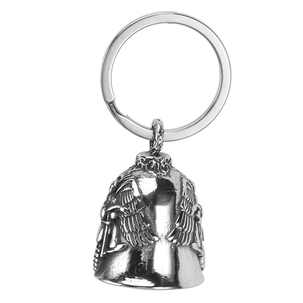 Vintage Bell Pendant Exquisite Carving Stainless Steel Ring Bell for Motorbike Decoratioin