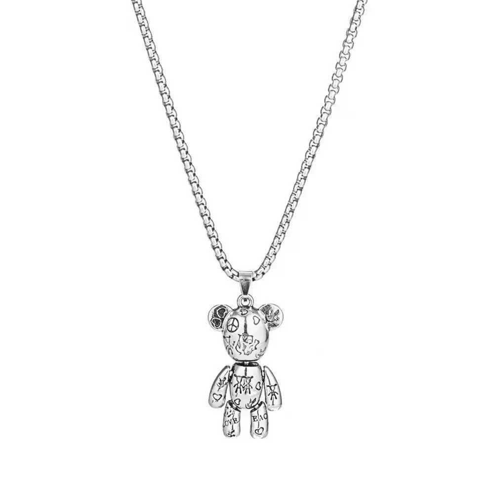 70cm Length Women Necklace Cartoon Bear Pedant Stylish Titanium Steel Elegant Necklace