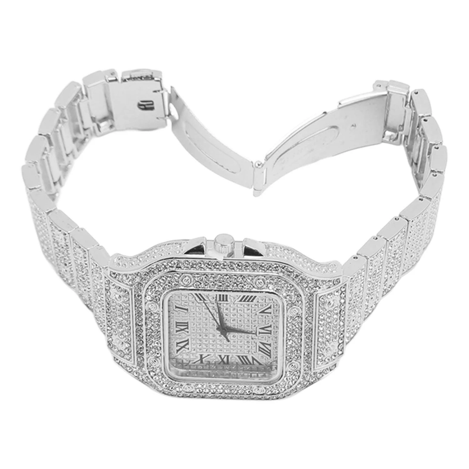 Quartz Rhinestone Watch Fashionable Alloy Accurate Time Business Rhinestone Watch for Daily Life Silver