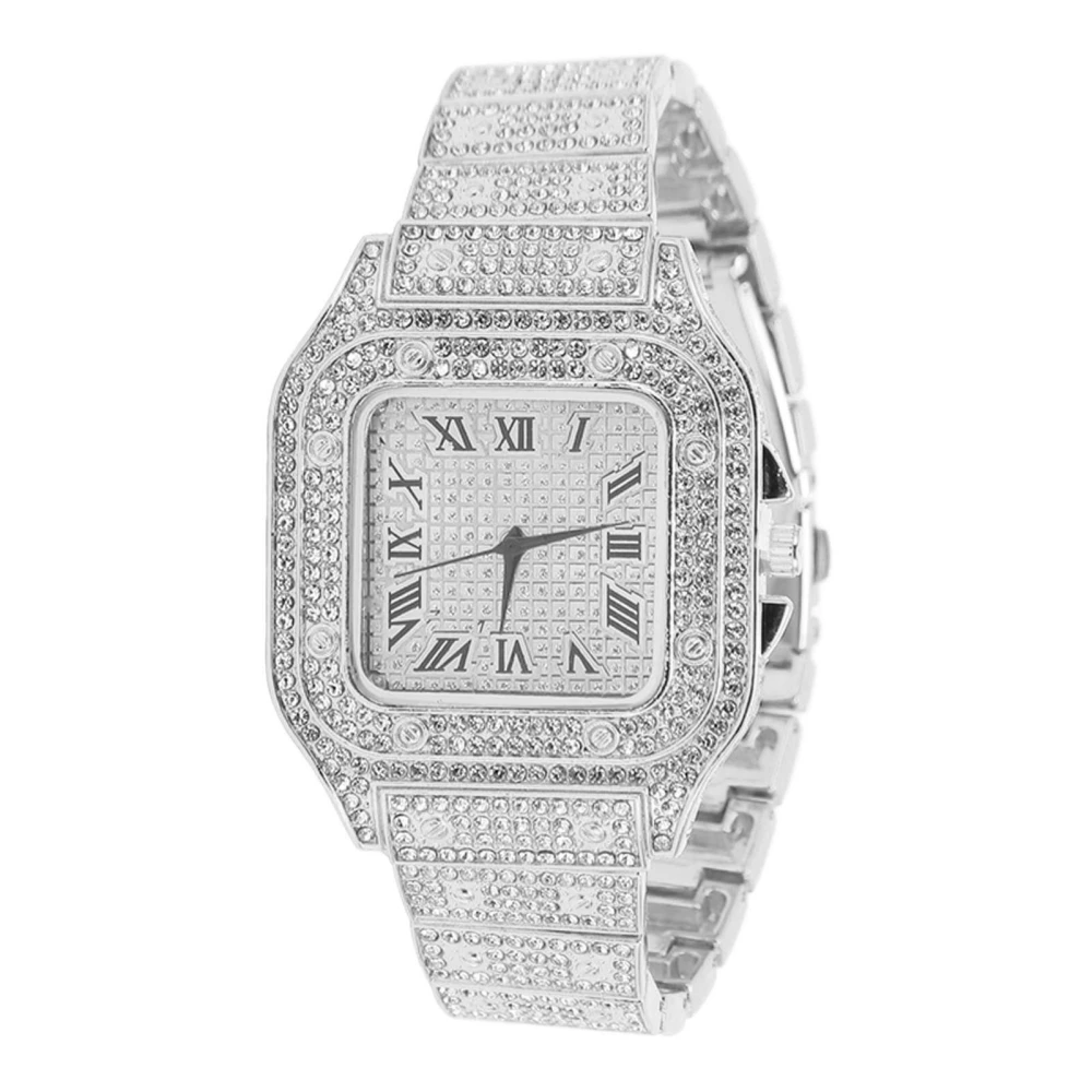 Quartz Rhinestone Watch Fashionable Alloy Accurate Time Business Rhinestone Watch for Daily Life Silver