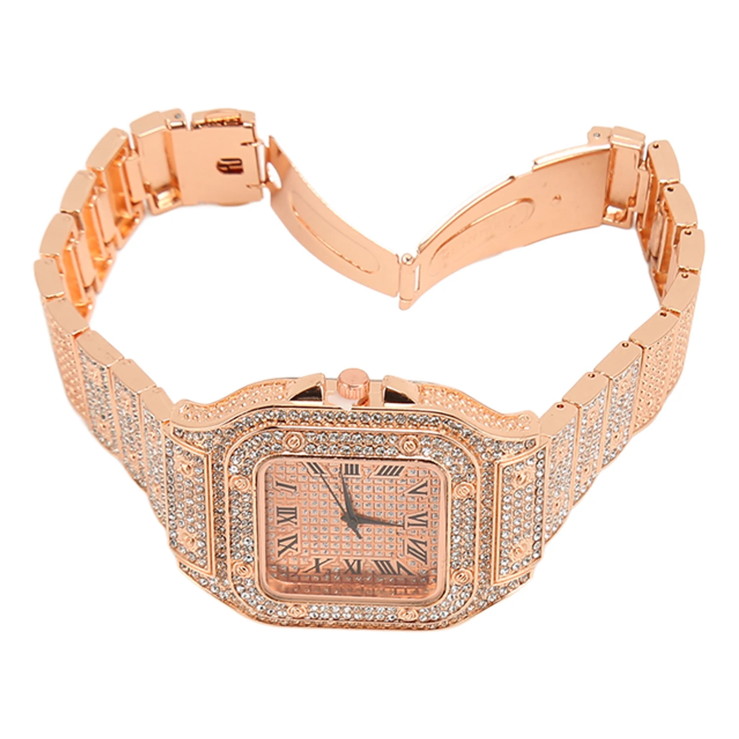 Quartz Rhinestone Watch Fashionable Alloy Accurate Time Business Rhinestone Watch for Daily Life Golden
