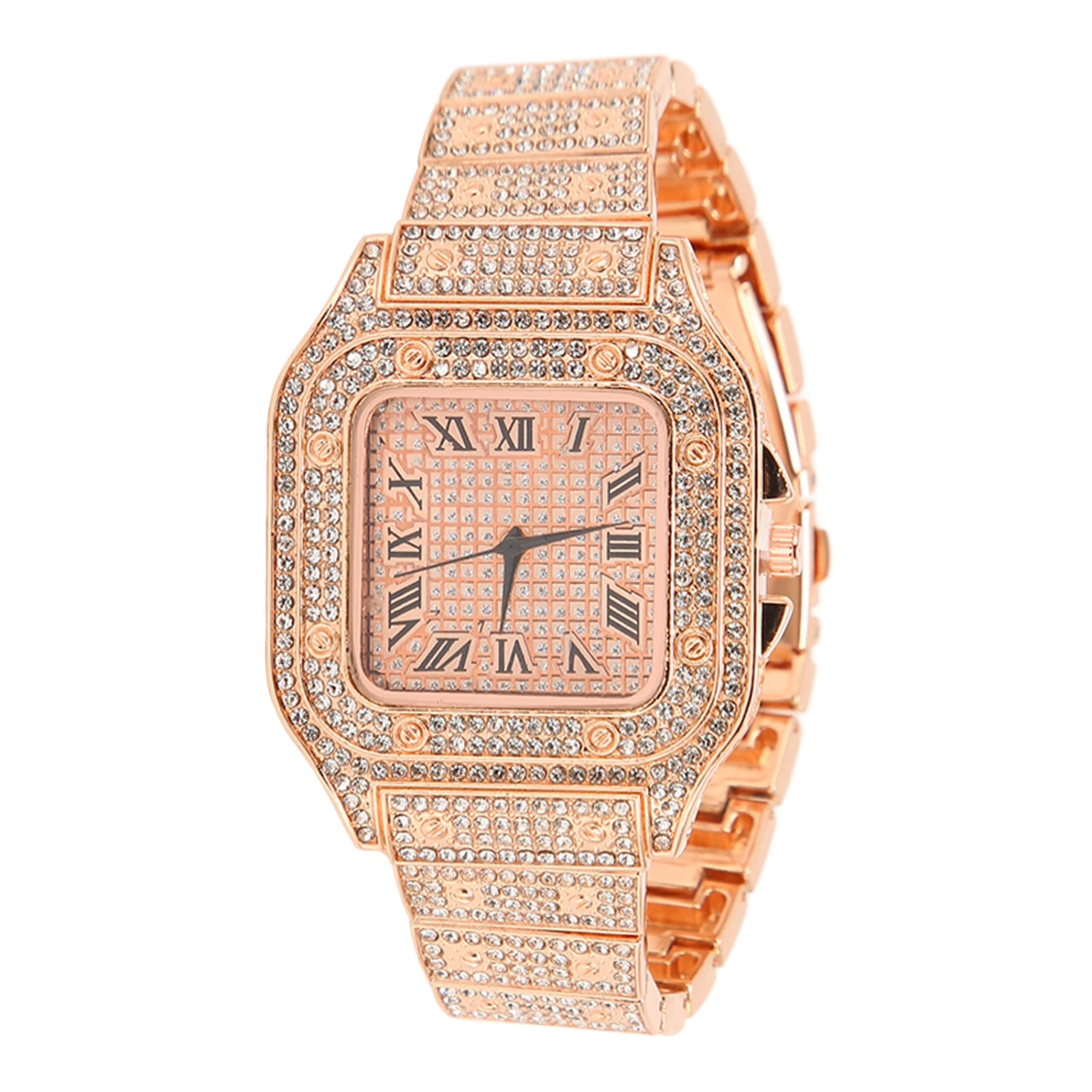 Quartz Rhinestone Watch Fashionable Alloy Accurate Time Business Rhinestone Watch for Daily Life Golden
