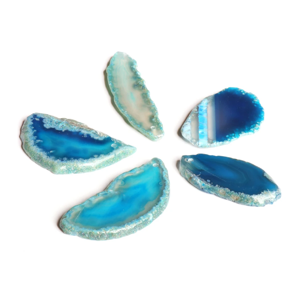 Agate Slices Irregular Agate Light Table Slices for DIY Jewelry Making Home Decoration Blue 1.2‑2in