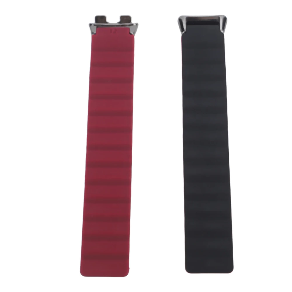 Silicone Magnetic Watch Band Adjustable Quick Release Flexible Sweatproof Comfortable Replacement Sports Watch Strap Dark Red Wine