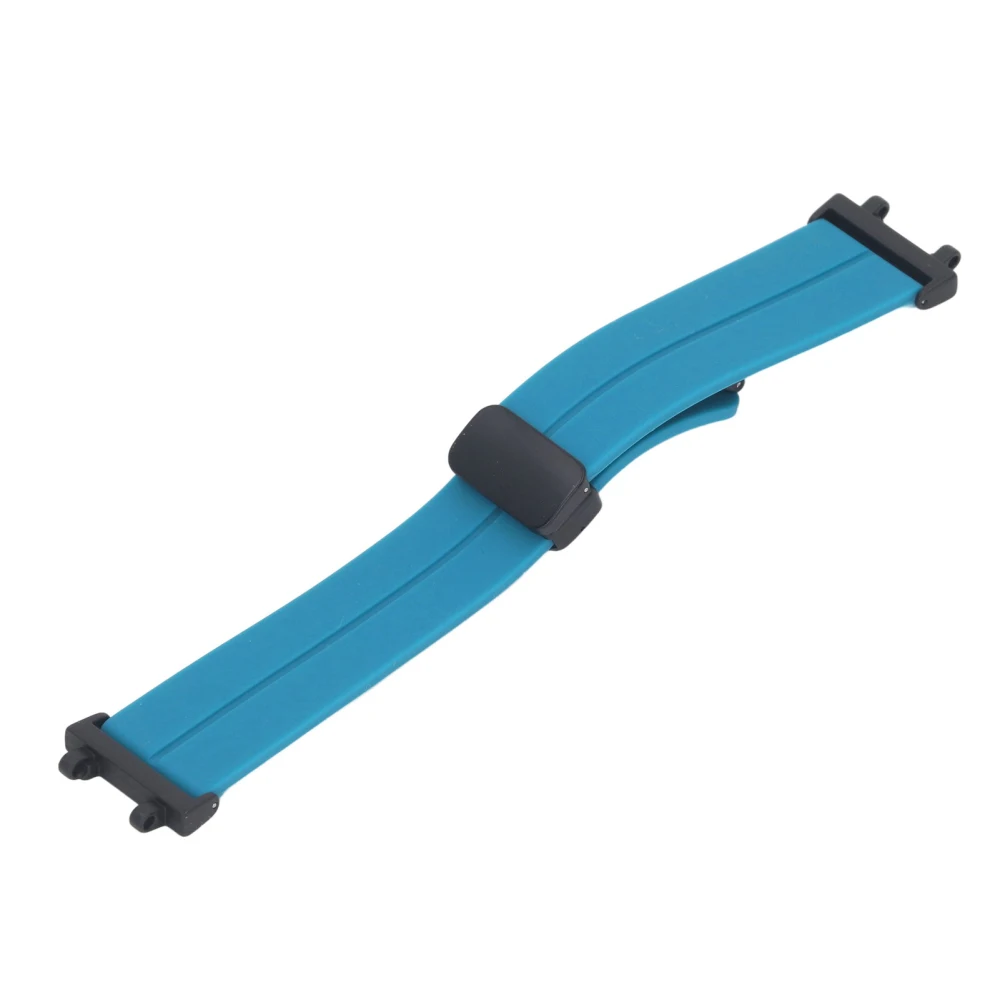 Watch Strap Foldable Magnetic Buckle Watch Band Silicone Sports Waterpoof Replacement Wrist Strap for Fenix 7S/6S/5S 0.87in Cyan