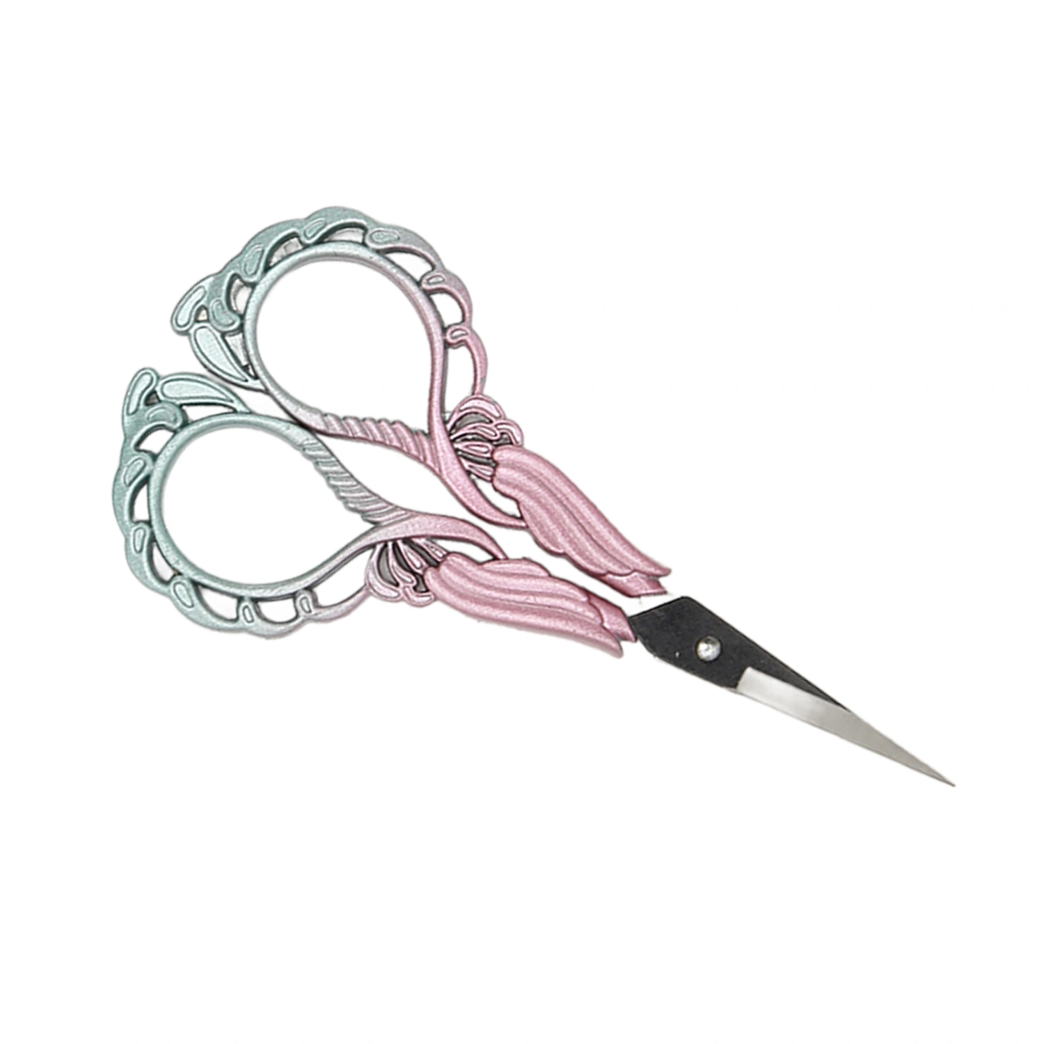 Embroidery Scissors Sharp Stainless Steel Retro Small Sewing Scissors with Pointed Tip for Household Paper Cutting Pink Blue