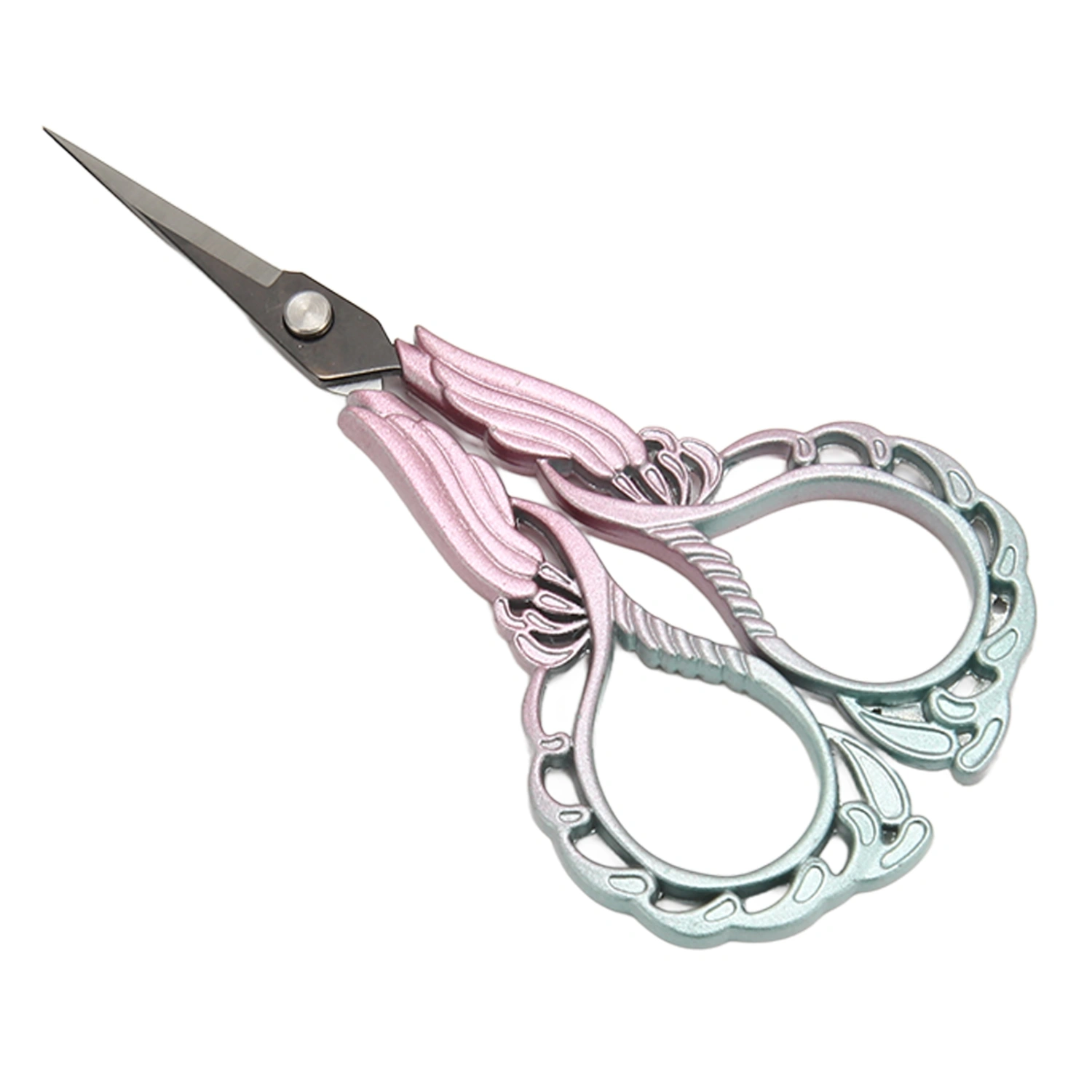 Embroidery Scissors Sharp Stainless Steel Retro Small Sewing Scissors with Pointed Tip for Household Paper Cutting Pink Blue