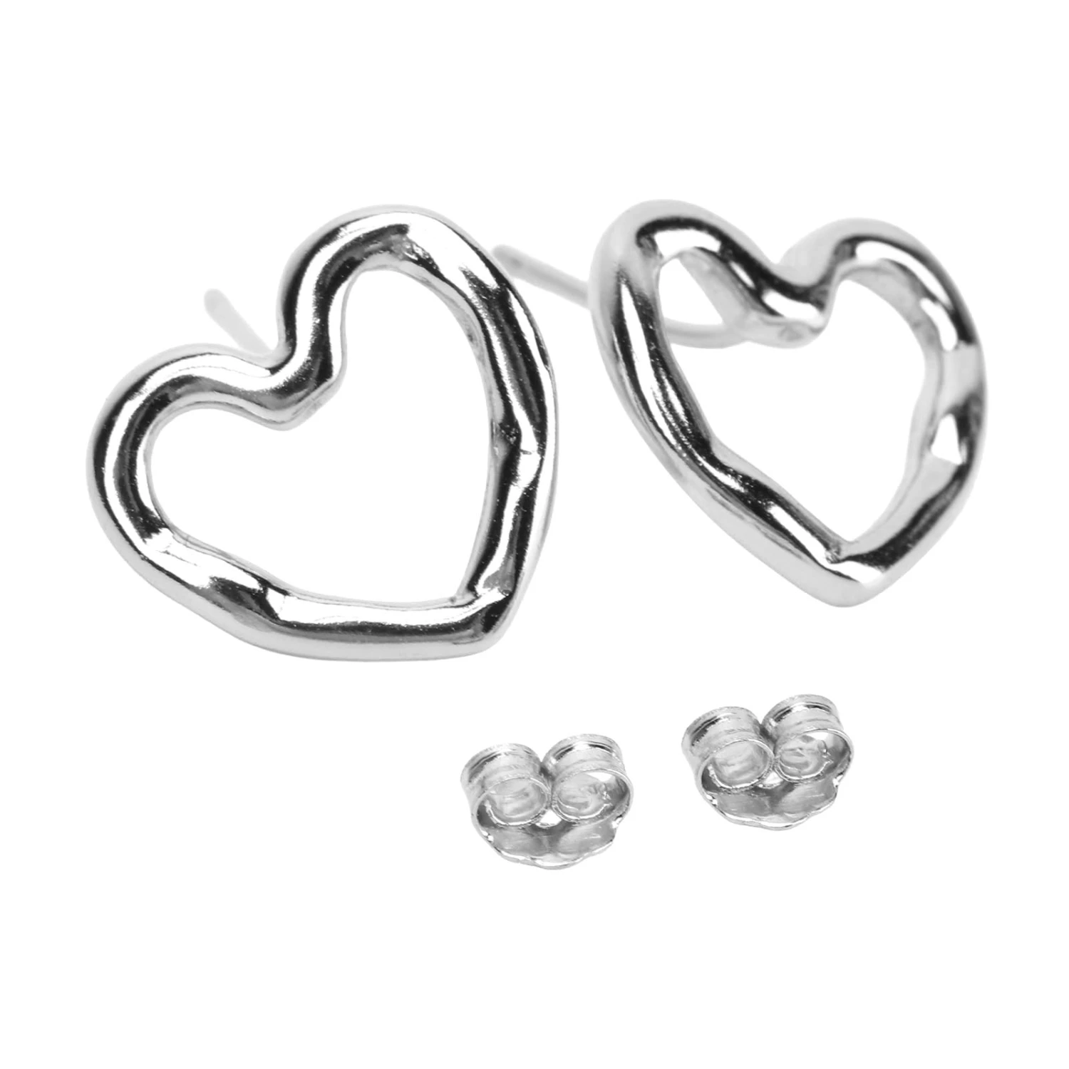 Ear Studs Hollow Heart Shape Exquisite Fashionable Versatile Stud Earrings for Daily Dating Work Plain Silver 925 Silver