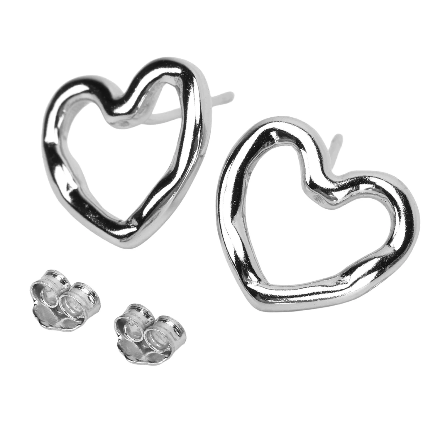 Ear Studs Hollow Heart Shape Exquisite Fashionable Versatile Stud Earrings for Daily Dating Work Plain Silver 925 Silver