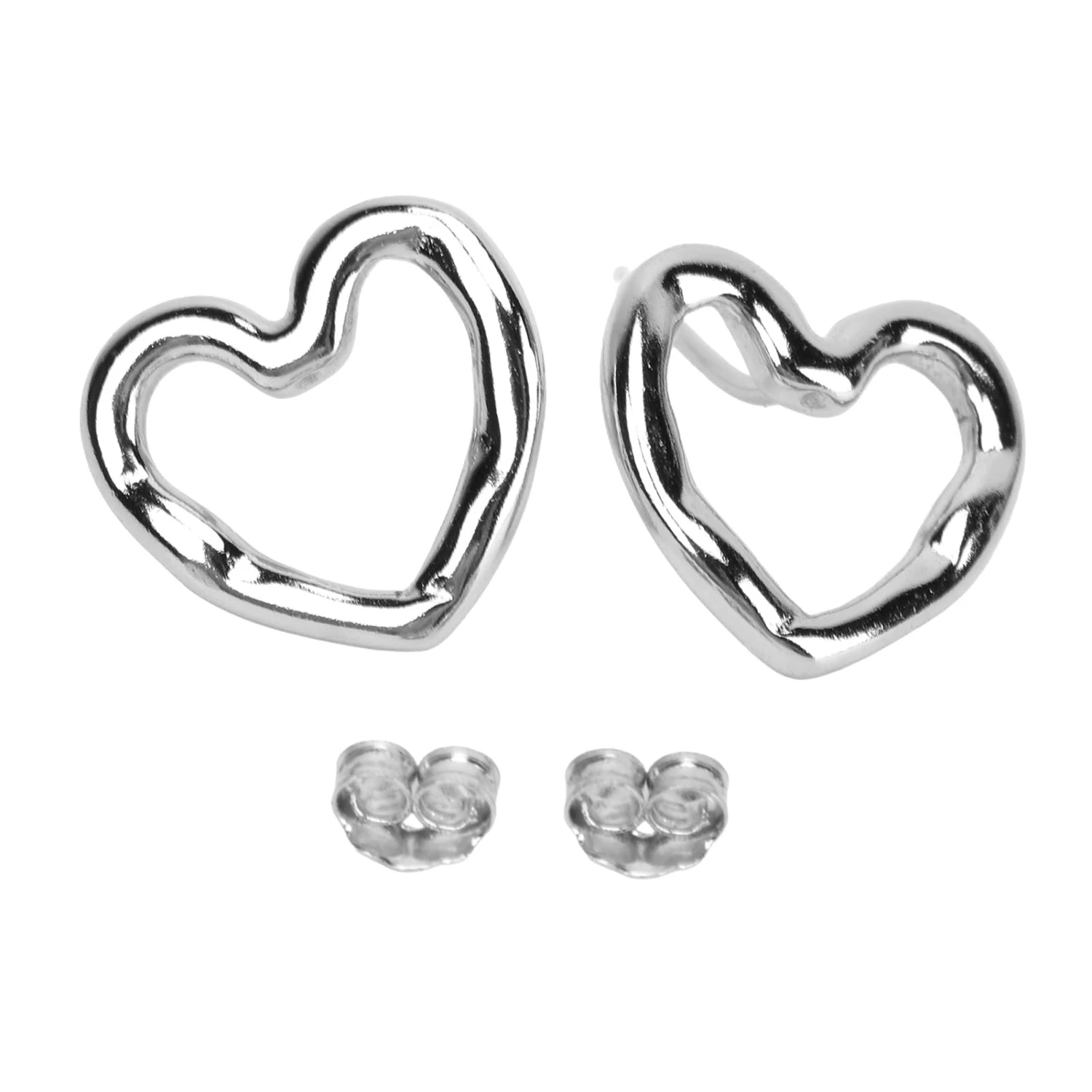 Ear Studs Hollow Heart Shape Exquisite Fashionable Versatile Stud Earrings for Daily Dating Work Plain Silver 925 Silver