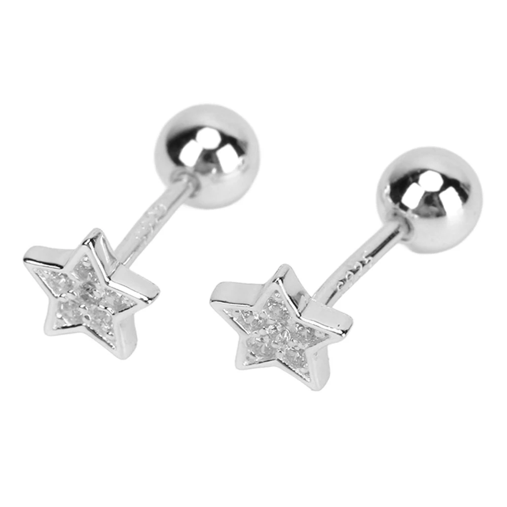 Star Stud Earrings Fashionable Minimalist Exquisite Rhinestone Decoration 925 Sterling Silver Stud Earrings for Daily Platinum Plated 925 Silver