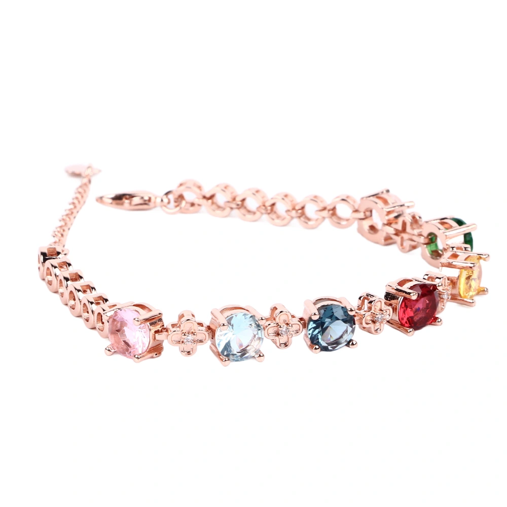 Shiny Colorful Rhinestones Bracelet Women Exquisite Fashionable Elegant Silver Bracelet Jewelry Rose Gold