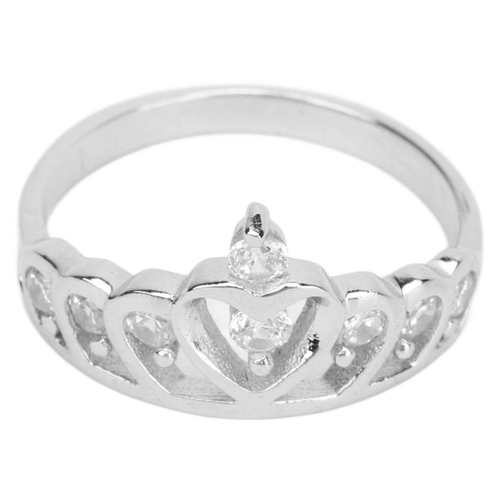 925 Sterling Silver Ring Embedded Decoration Jewelry Royal Crown Ring for Women Girl Size 7