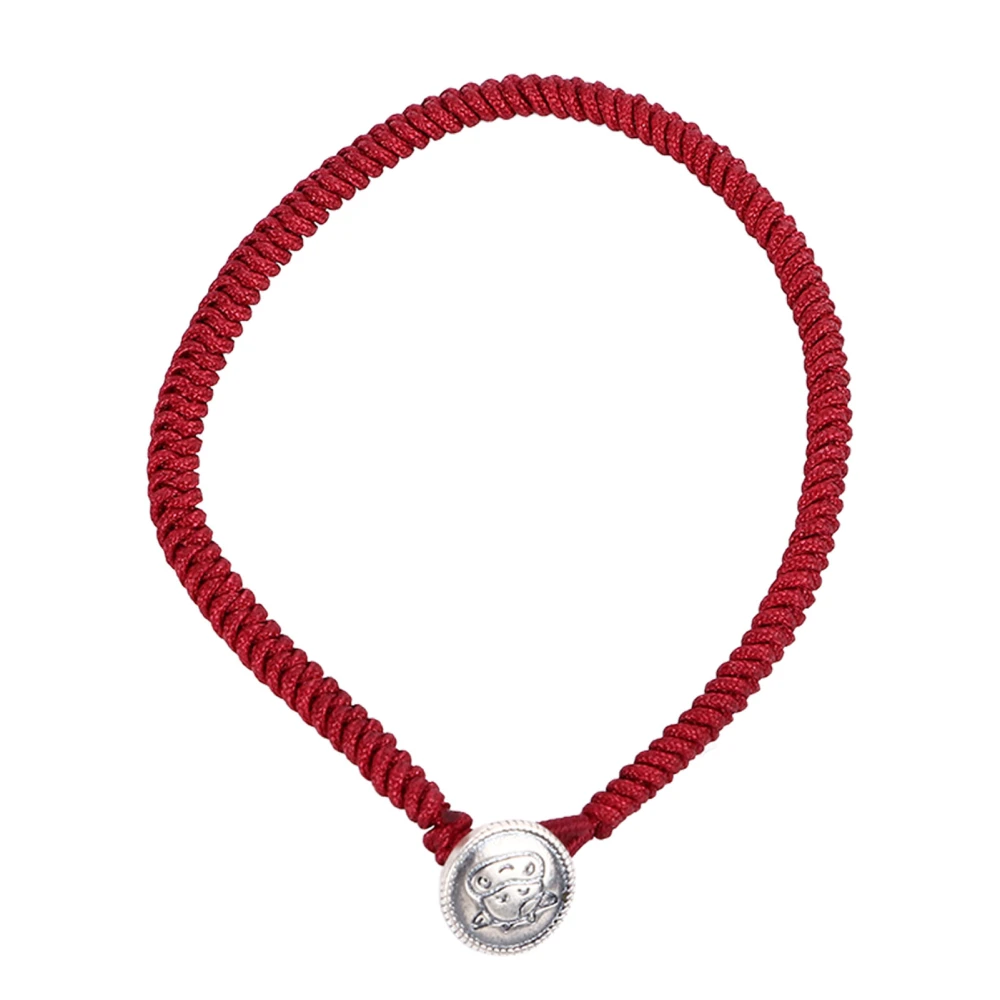 Ox Zodiac Bracelet Red Rope S925 Silver Ornament Woven Bracelet Accessory for Men Women