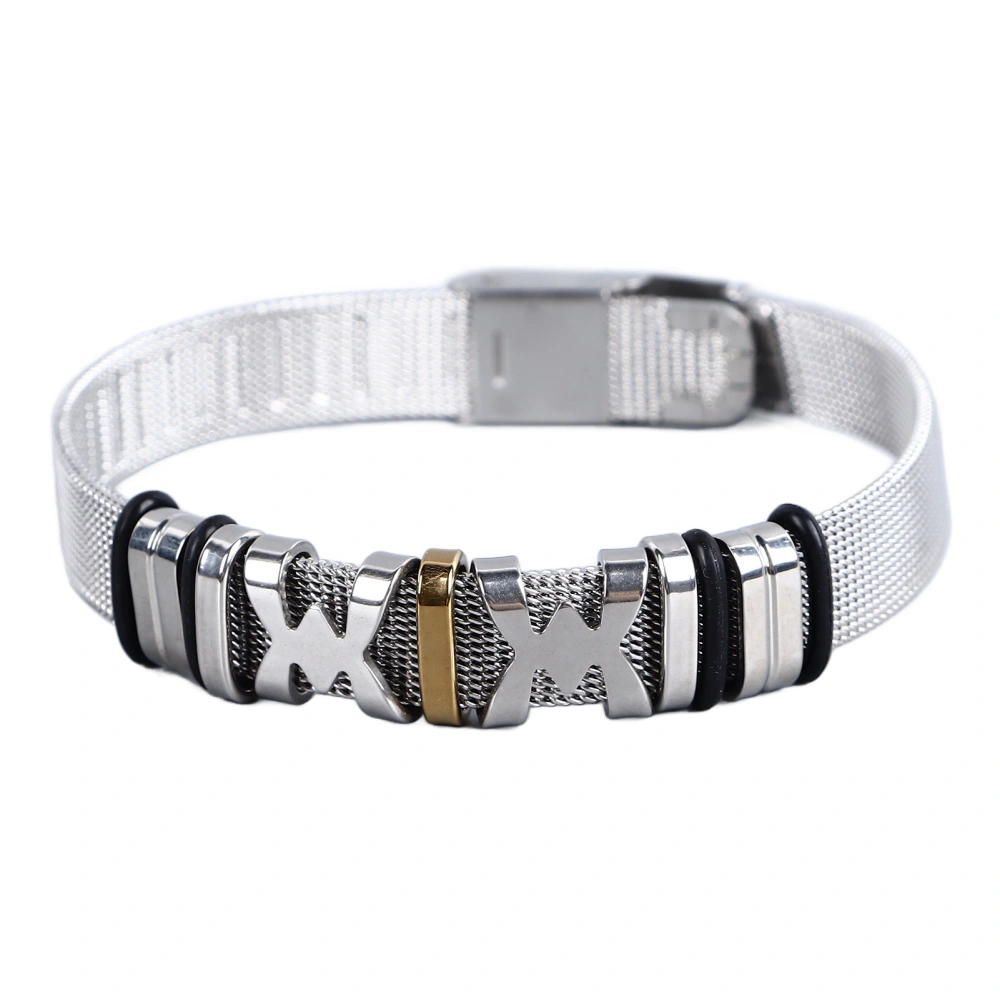 Stainless Steel Mesh Band Bracelet Men Fashionable Exquisite Bracelet Jewelry Accessory for Dating Party