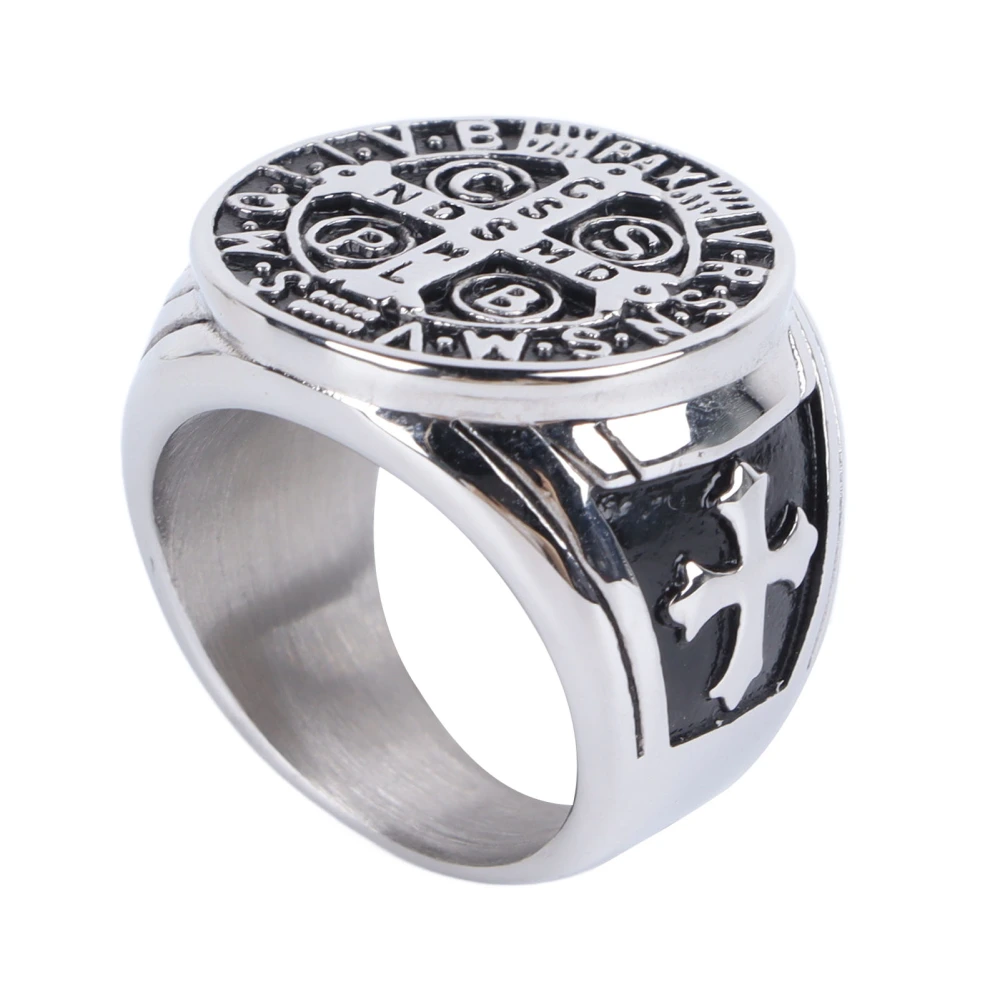 Cross Ring Sculpture Decorative Titanium Steel Personality Cross Ring for Daily Life Dating