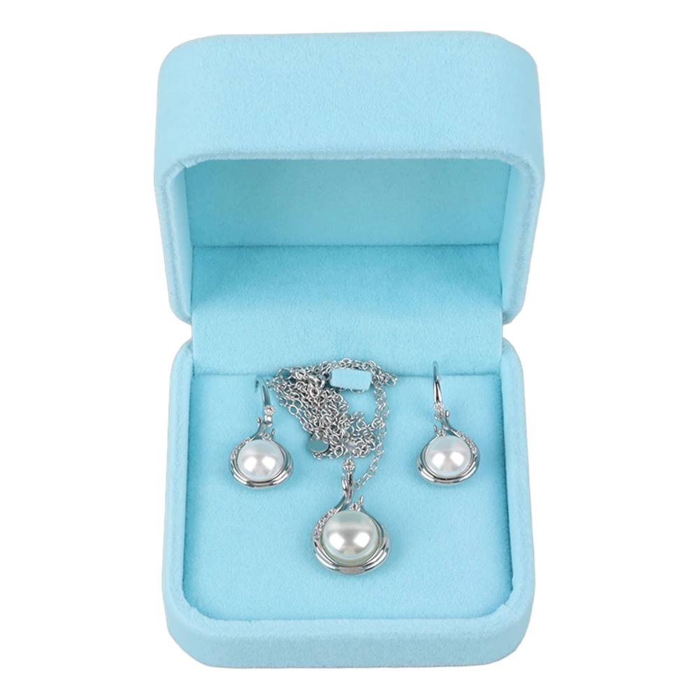 Woman Artificial Pearl Jewelry Set with Case Faux Pearl Pendant Necklace Drop Earrings Fashion Jewelry