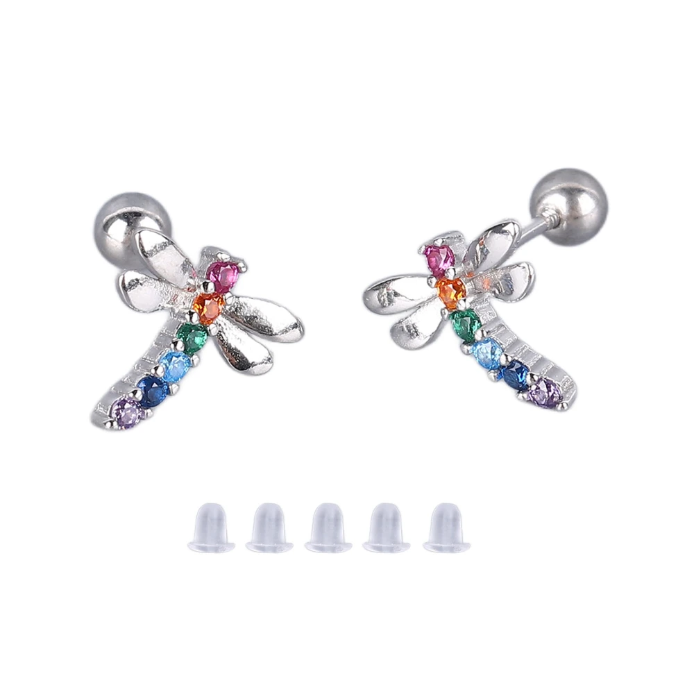 Colorful Zirconia 925 Silver Earrings Animal Shape Sparkling Lovely Earrings for Dating