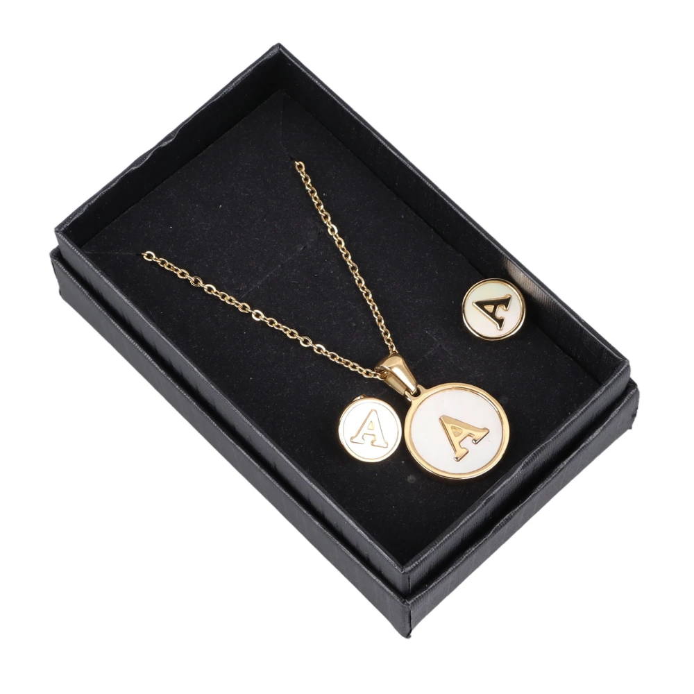 Alphabet Necklace Set 18K Stainless Steel Pendant Necklace Earrings Studs Fashion Jewelry