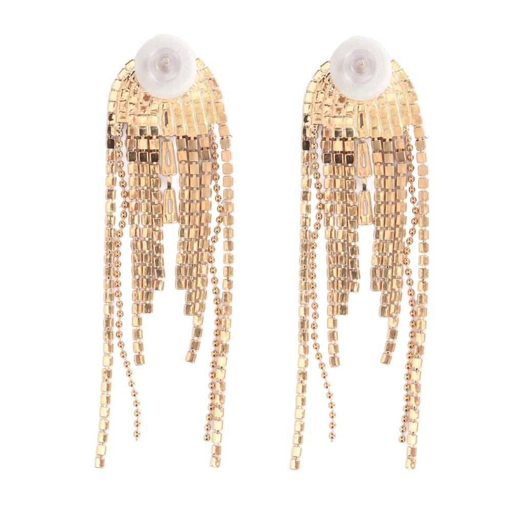 2PCS Rhinestone Dangling Tassel Earring Fashionable Wedding Bridal Tassel Dangle Drop Earrings for Women and Girls Gold