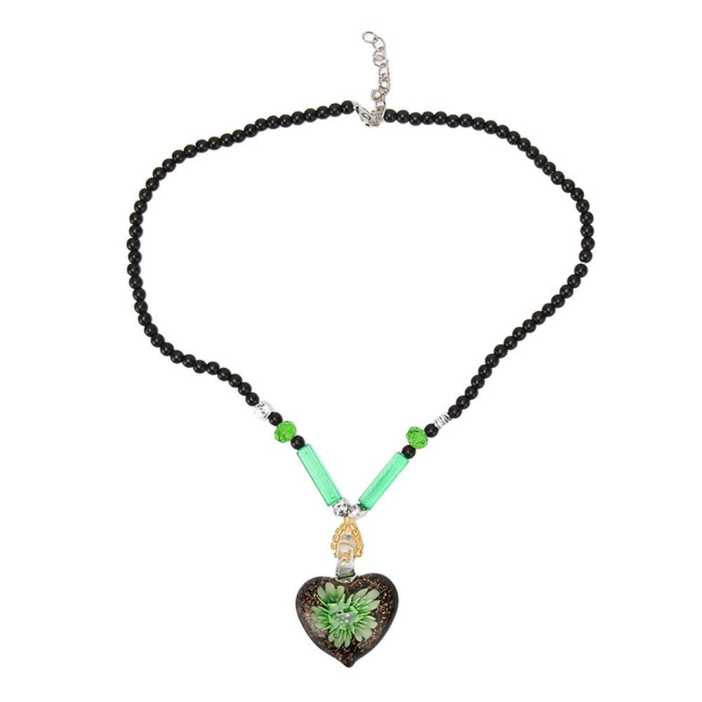 Pendant Necklace Heart Beaded Stylish Green Lightweight Versatile Women Necklace for Daily Life Party Green