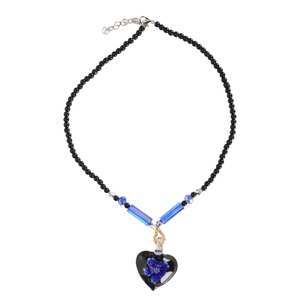 Heart Necklace Fashion Elegant Glossy Hand Crafted Women Heart Pendant Necklace for Daily Party Presents Blue