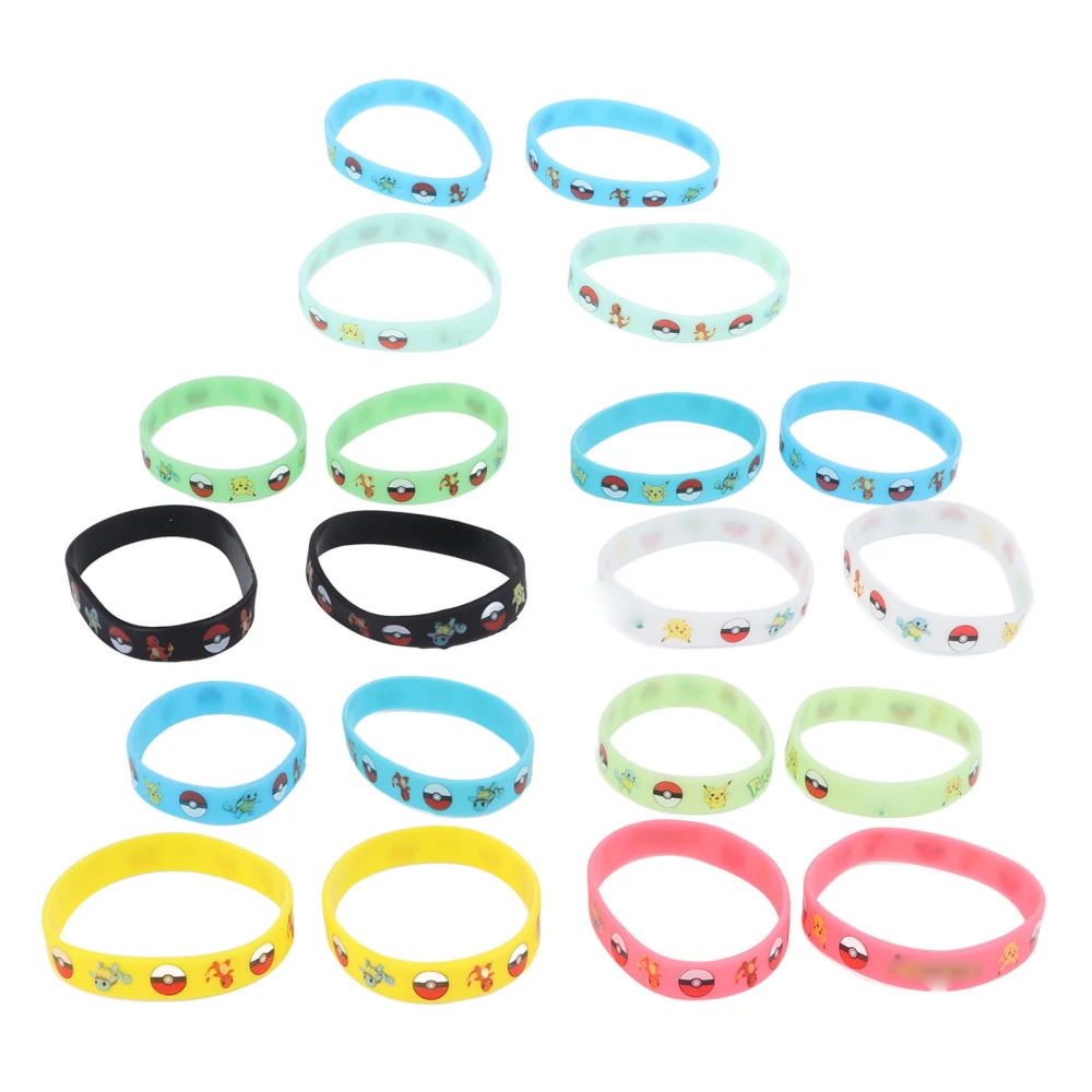 20pcs Silicone Wristband Bracelets Animation Cartoon Multi Color Anime Wrist Band for Men Women