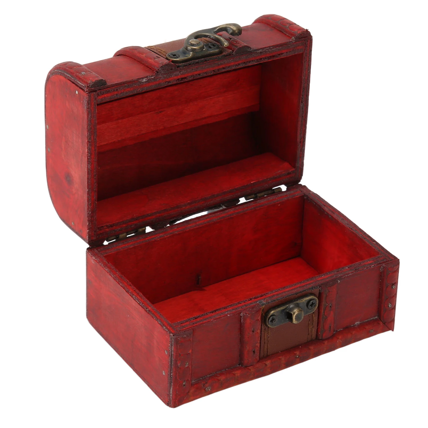 Vintage Wooden Storage Box Flip Open Type Jewelry Hold Case Desktop Decor for Earring Coins Small
