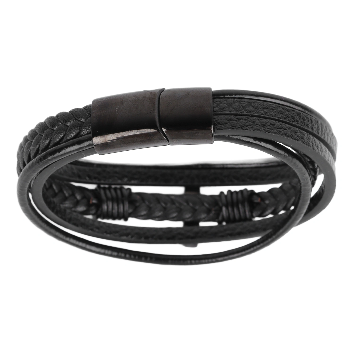 Cross Bracelet Fashion Stainless Steel Exquisite Handcraft Bracelet Hand Jewelry Black 8.46in