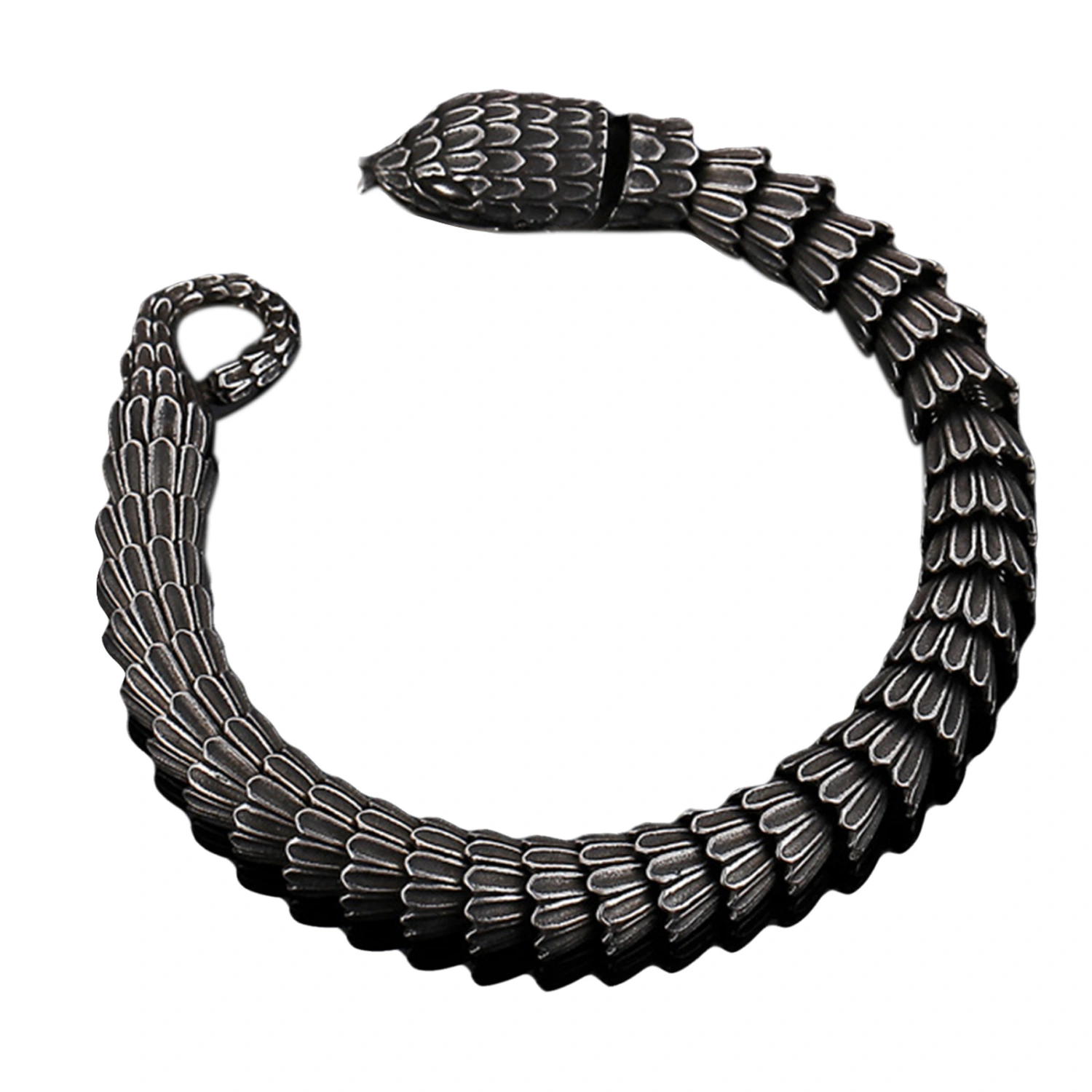21cm Titanium Steel Bracelet Snake Shaped Men Stylish Bracelet for Daily Wear Black