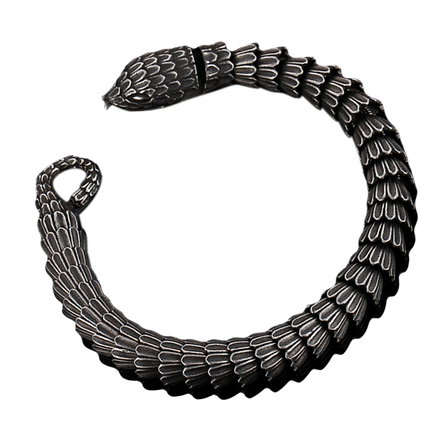 21cm Titanium Steel Bracelet Snake Shaped Men Stylish Bracelet for Daily Wear Black