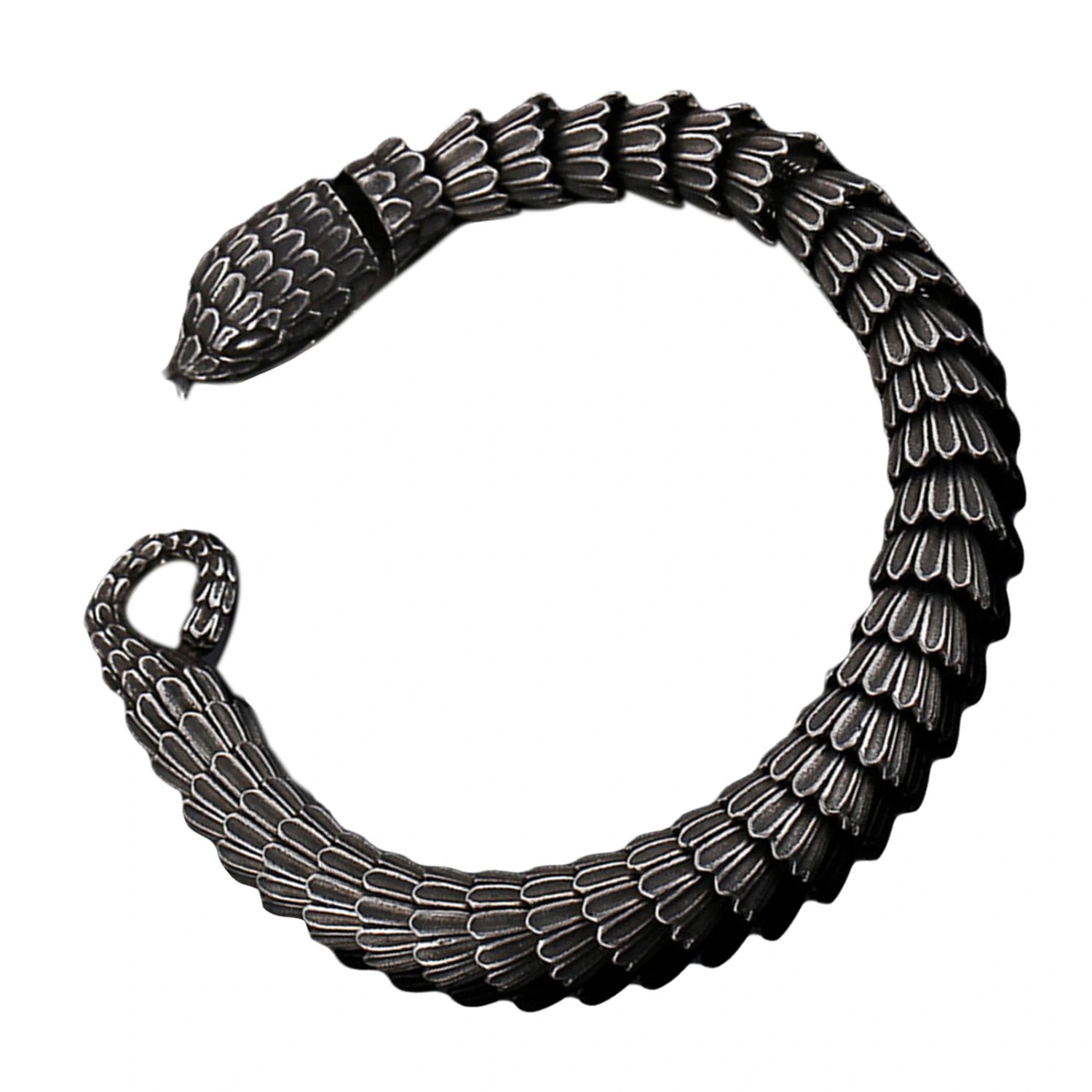 21cm Titanium Steel Bracelet Snake Shaped Men Stylish Bracelet for Daily Wear Black