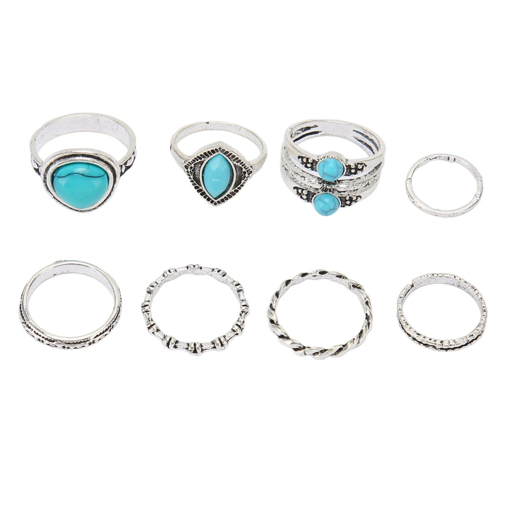 8pcs Turquoise Knuckle Ring Set Women Girls Bohemian Retro Stackable Finger Joint Rings Jewelry Accessory ZT250