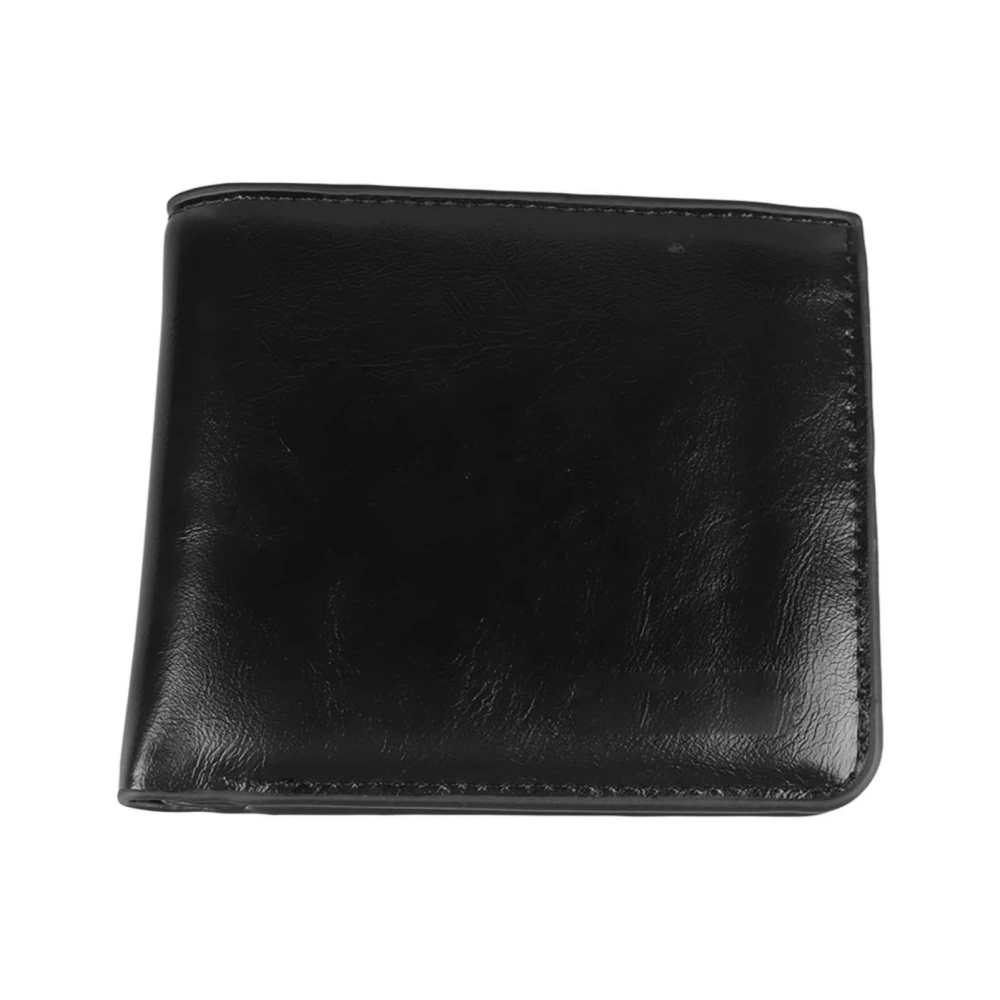 Man Wallet PU Leather Zipper Lightweight Pure Color Wallet Casual Portable Storage Coin Purse Black