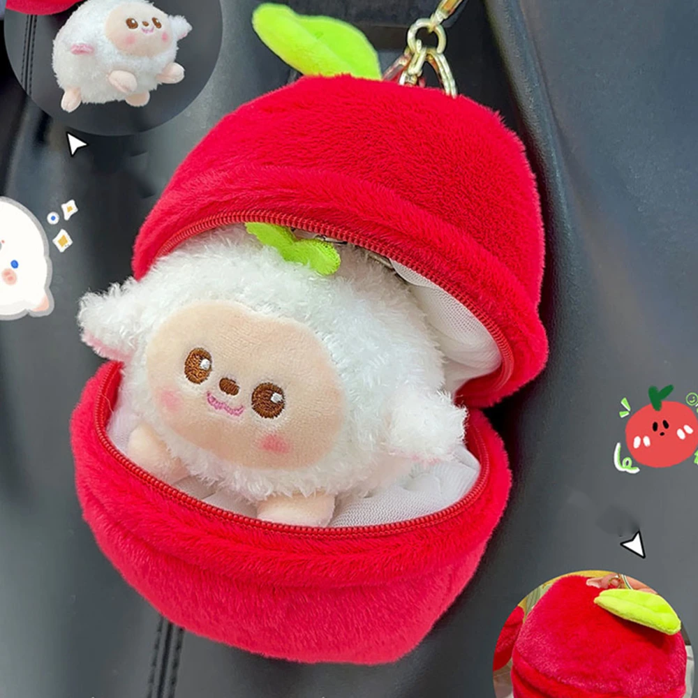 Soft Plush Fruit Doll Keychain Couple Student Portable Cute Exquisite Stuffed Animal Toy Keyring Apple