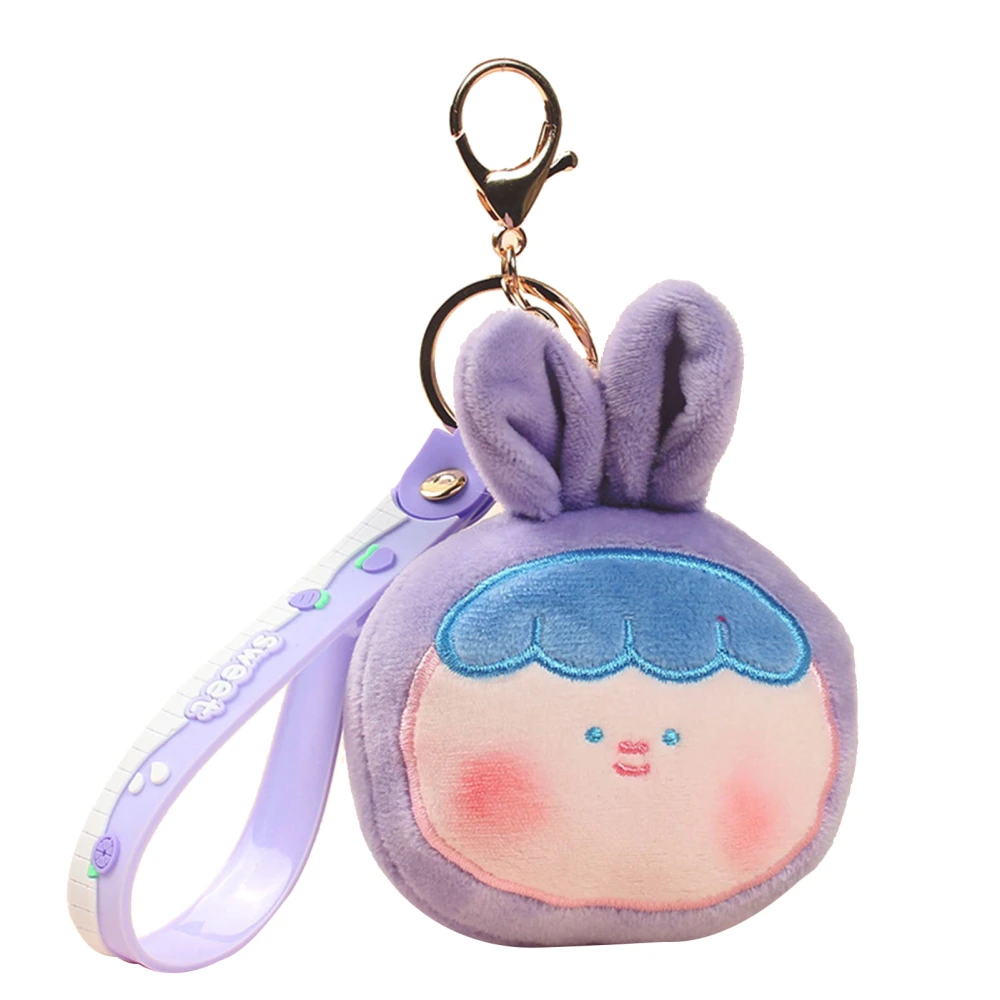 Doll Key Chain Squeeze Toy Keychain Key Ring Decoration Ornament for Family Friends Purple