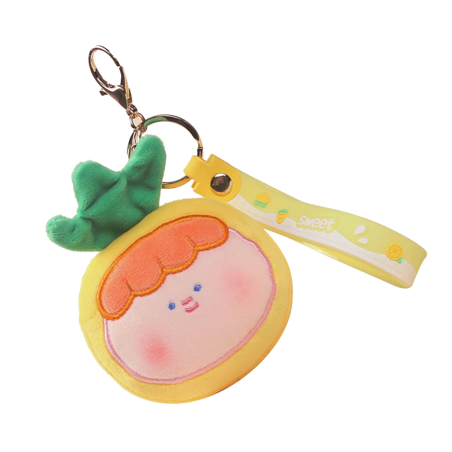 Doll Key Chain Squeeze Toy Keychain Key Ring Decoration Ornament for Family Friends Yellow