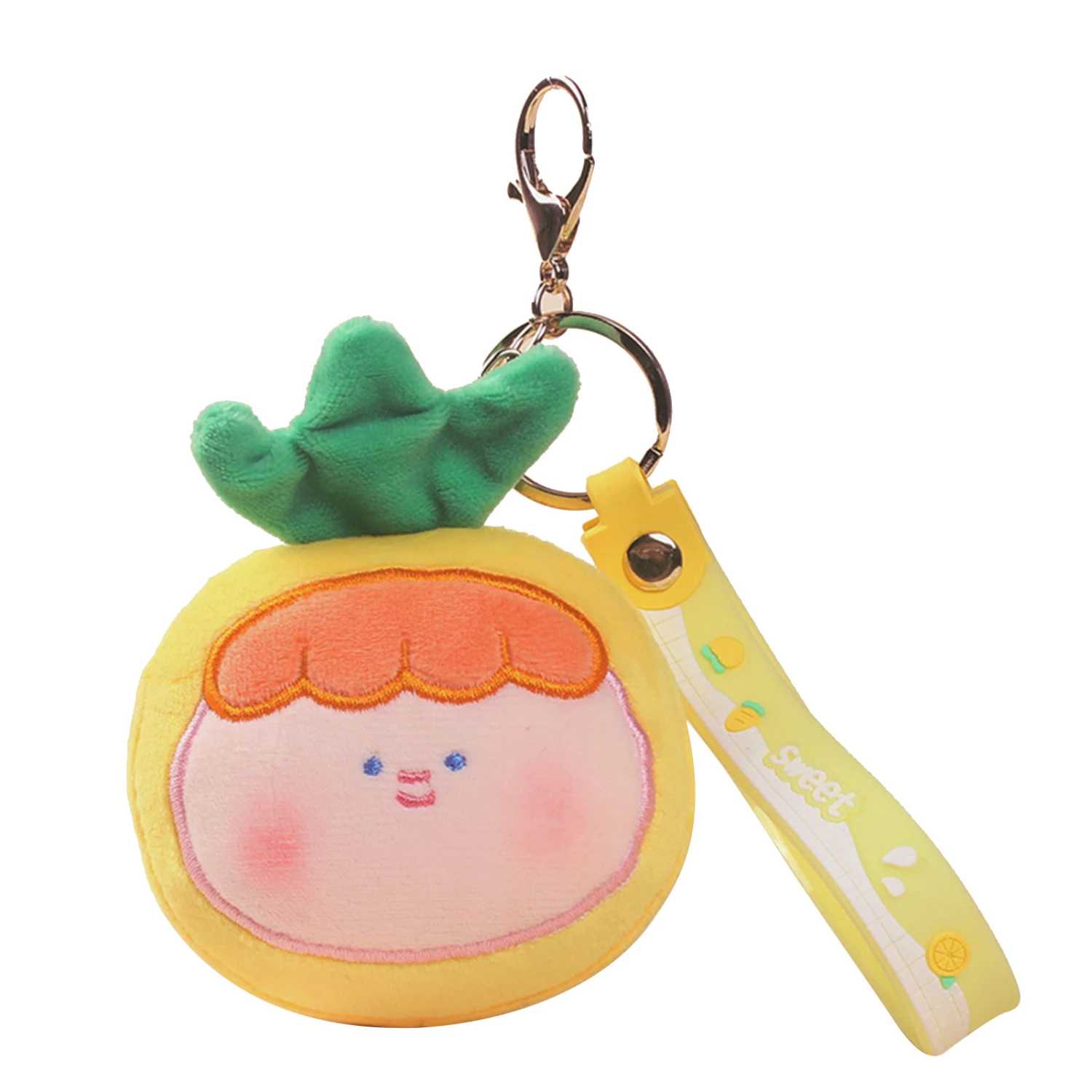 Doll Key Chain Squeeze Toy Keychain Key Ring Decoration Ornament for Family Friends Yellow