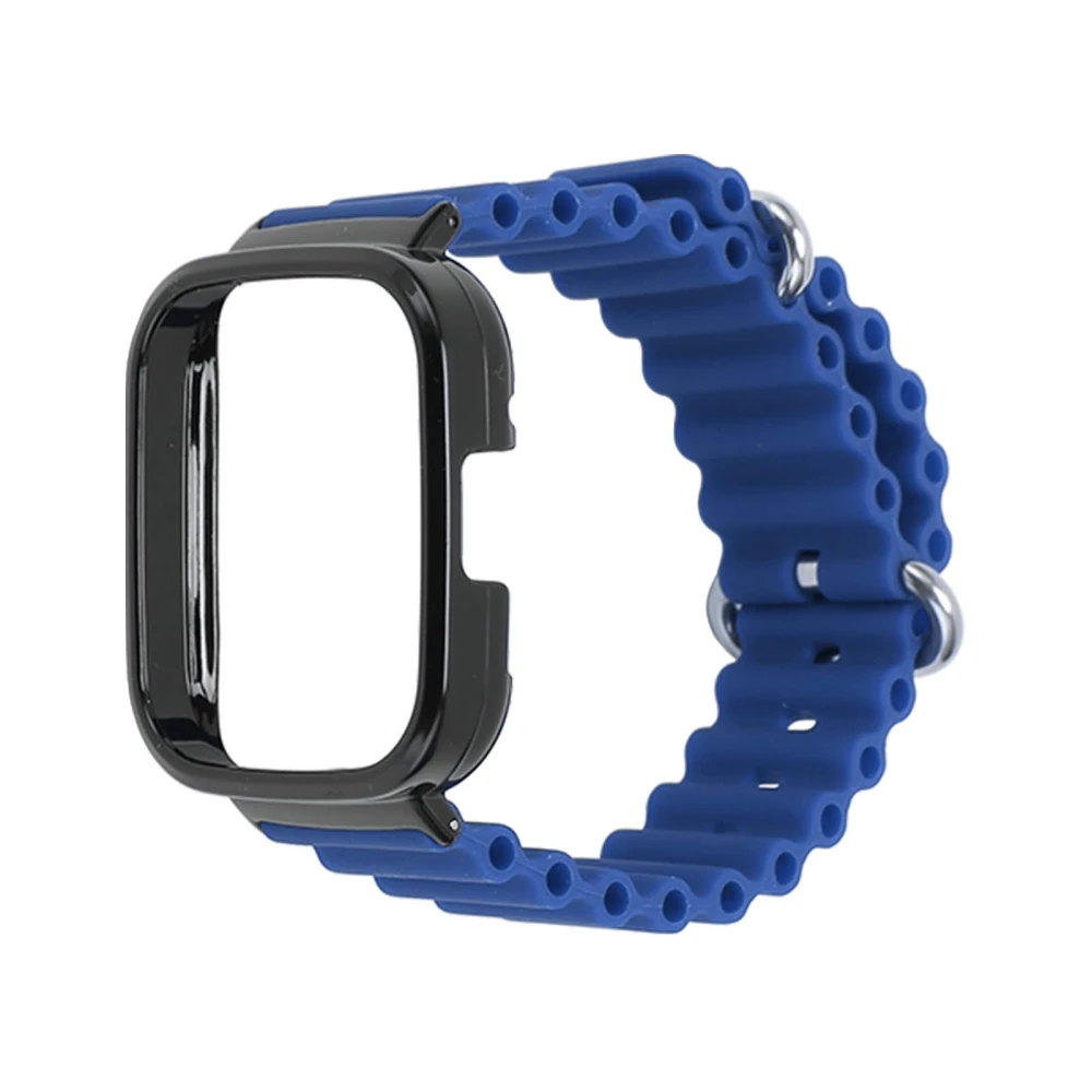 2 In 1 Watch Strap Protective Case Silicone Adjustable Replacement Strap Case for Redmi Watch 3 Blue