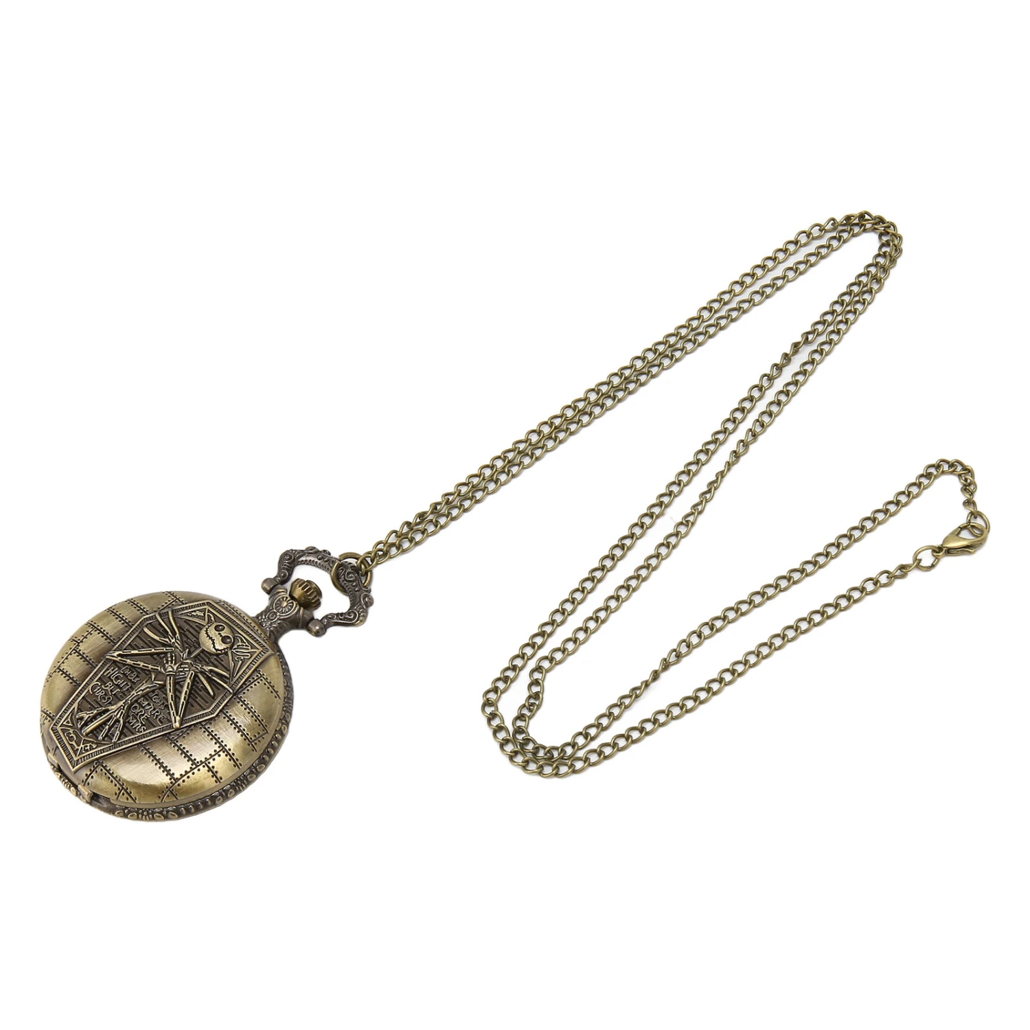 Quartz Pocket Watch Stylish Vintage Skull Pattern Practical Pocket Watch with Chain for Men