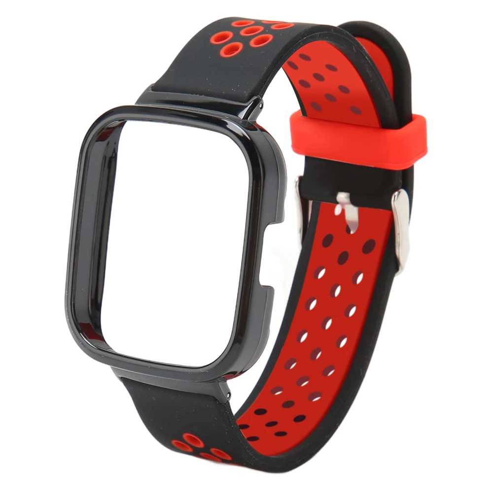 2 in 1 Watch Replacement Band for Redmi Watch 3 Quick Release Soft Silicone Sweat Proof Smartwatch Wristband Black Red