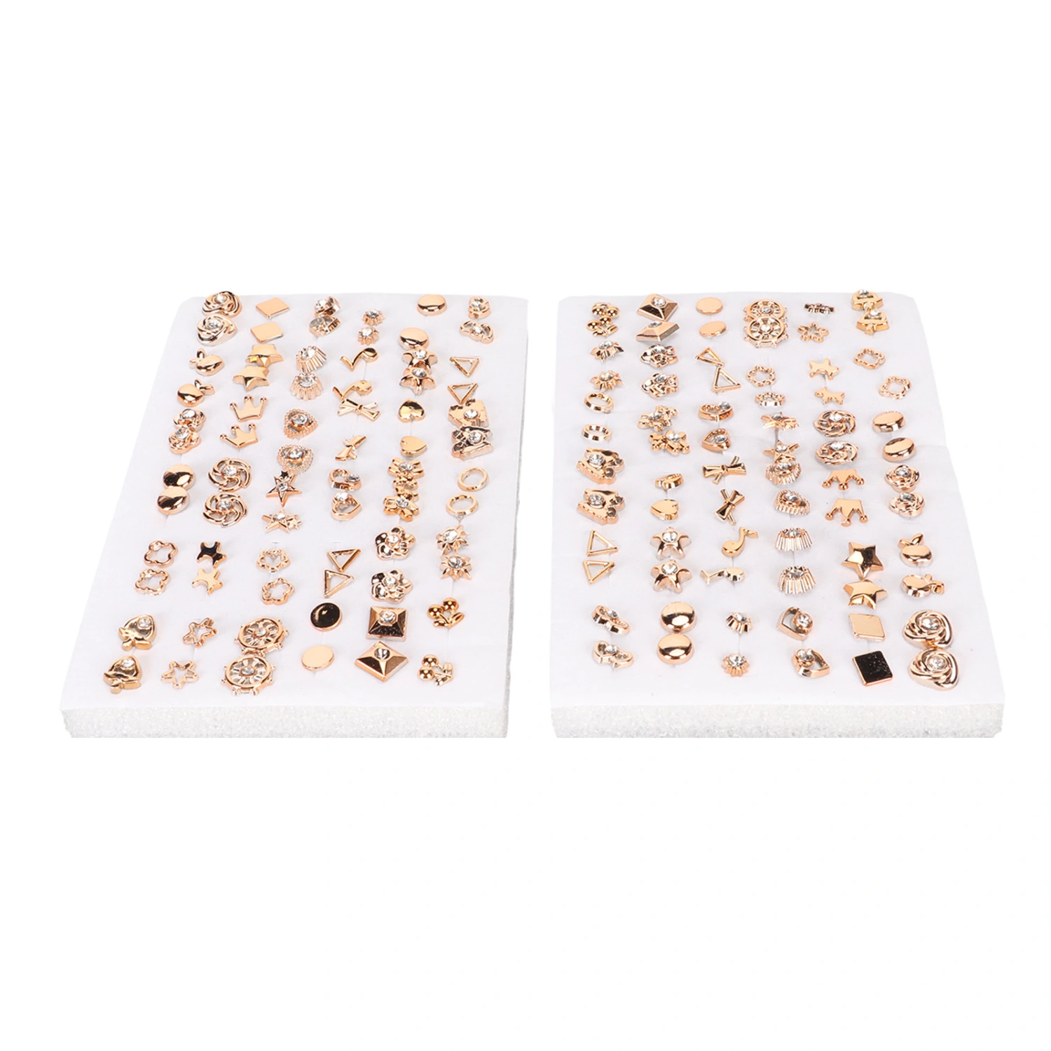 2 Packs Stud Earrings Set 72 Pairs Golden Ear Stud Set With Rhinestone for Girls Women Men