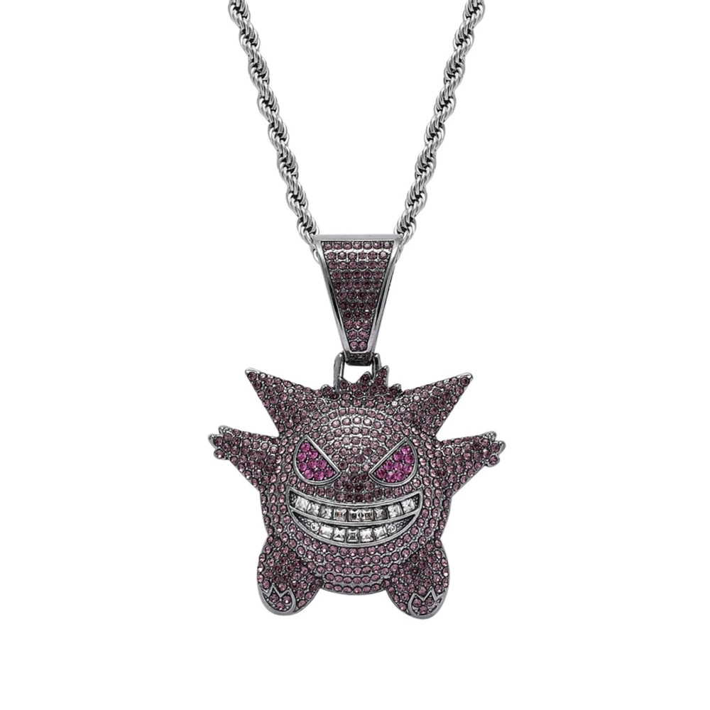 Pendant Necklace Alloy Funny Devil 60cm Stainless Steel Chain Exquisite Pendant Chain Purple