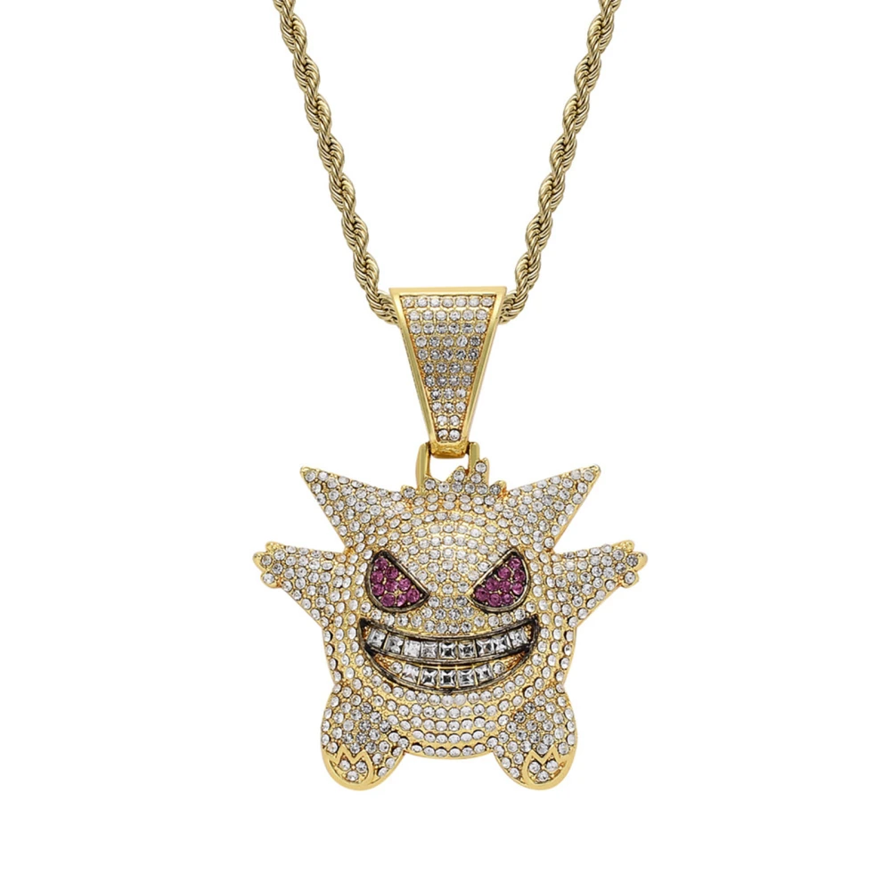 Pendant Necklace Alloy Funny Devil 60cm Stainless Steel Chain Exquisite Pendant Chain Gold