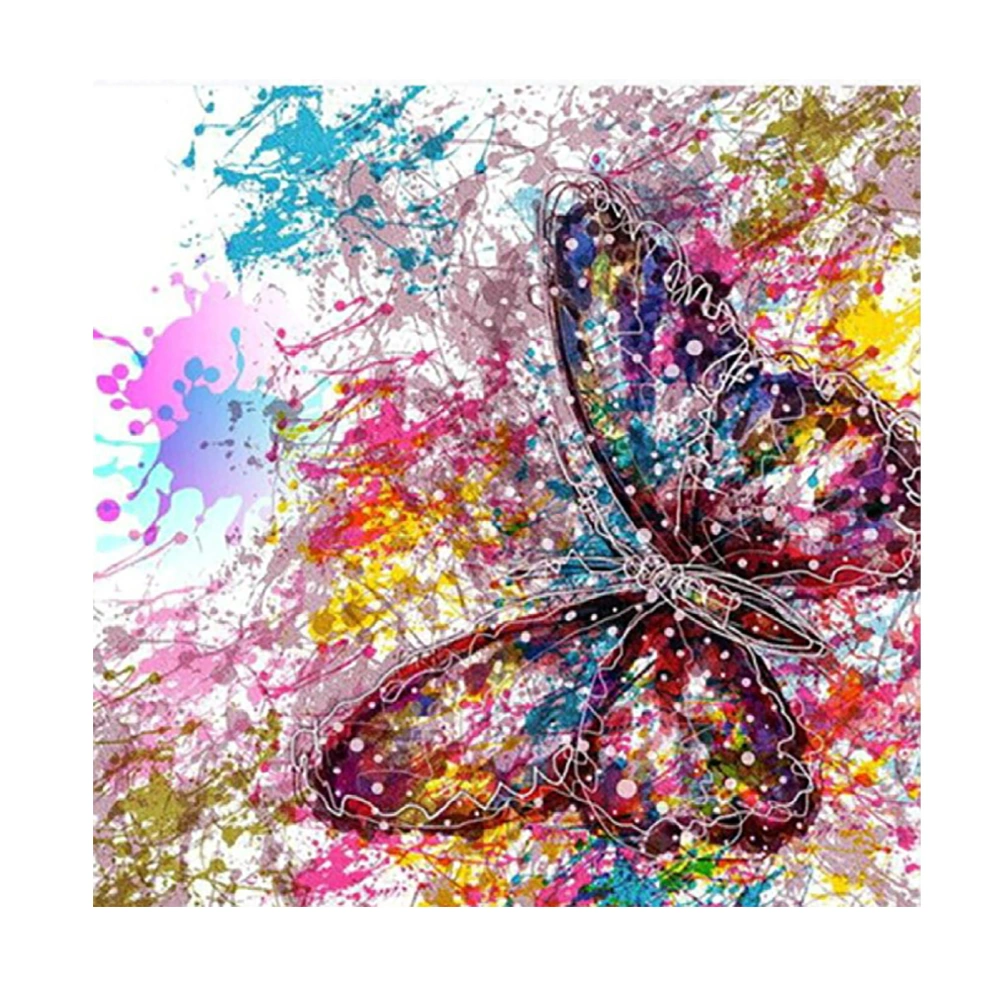 5D Butterfly Rhinestone Painting DIY Color Ink Splash Rhinestone Painting Kit for Home Decoration